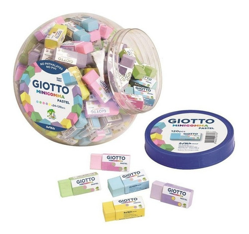 Goma De Borrar Giotto Mini Colores Pastel X 5 Unidades