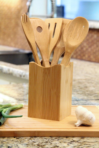 Juego De Utensilios De Cocina De Bambú, 7 Piezas