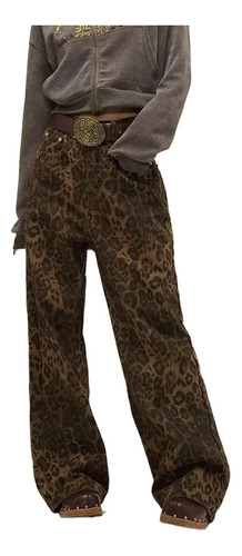 Pantalones Vaqueros De Leopardo Color Tostado For Mujer,