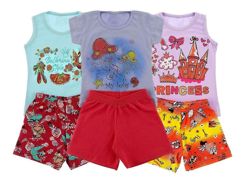 Imagem 5 de 7 de Kit 6 Conjunto Infantil Menina 1 Ao 8 Anos
