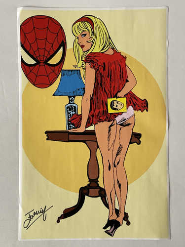 Poster Del Hombre Araña Gwen Stacy Autografo Jose Luis Duran (Usado)