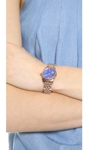 Relógio Michael Kors Mk3272 Orig Anal Gold Blue