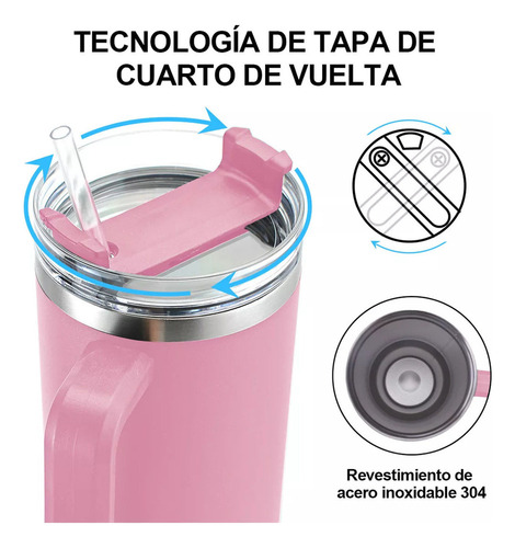 Taza Térmica De 40 Oz, Color Rosa