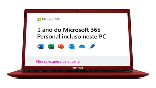 Notebook Positivo Motion C4120f Intel® Celeron® Windows 11 Home Vermelho  Inclui Microsoft 365