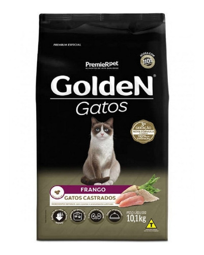 Premier Ração Golden Gato Adulto Castrado Frango 10,1kg