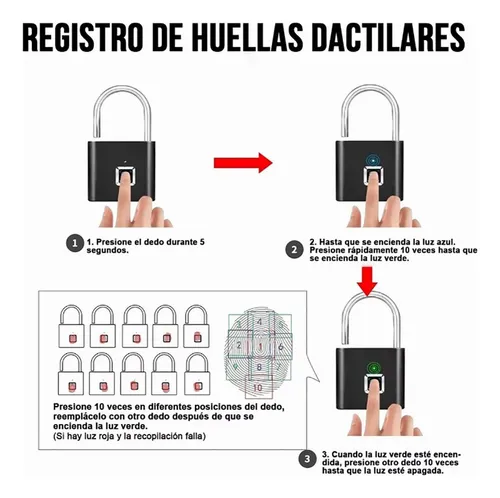 Candado De Huella Digital Resistente Al Agua Usb Recargable | Meses sin  interés