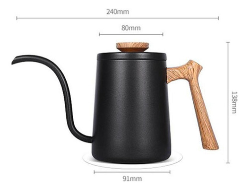 Hervidor De Cuello De Cisne Verter Sobre Negro Negro 600ml