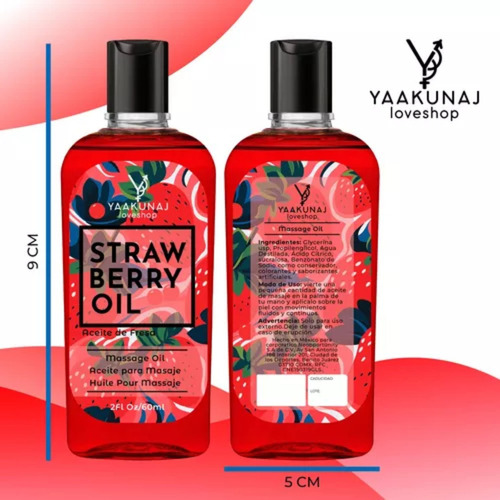 Aceite Comestible Para Masaje Straw Berry Oil Yaakunaj 60ml