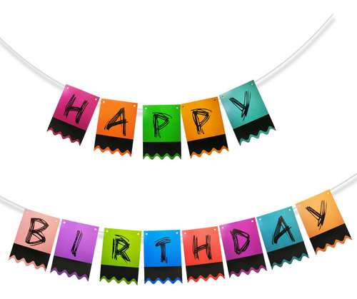 1 Pza De Banderin Happy Birthday Colorido 3 Mtrs Largo