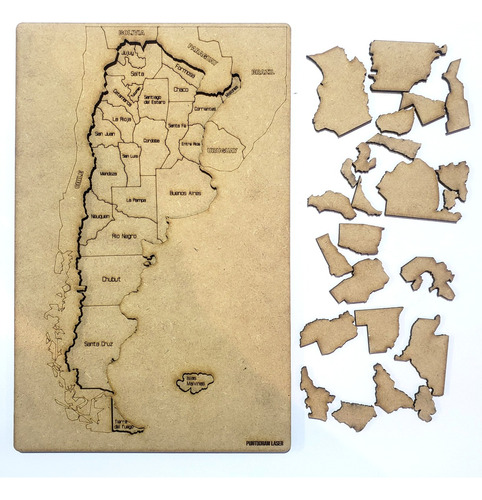 Rompecabezas Mapa Argentina Mdf Para Pintar, Provincias Grab