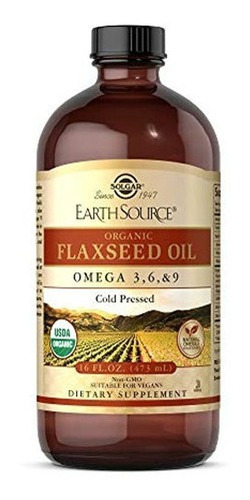 Solgar Earth Source Aceite De Linaza Orgánico 16 Onzas Apo