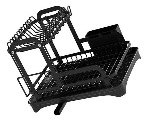 Escorredor De Louça Com Porta Pratos Talheres Cor Preto