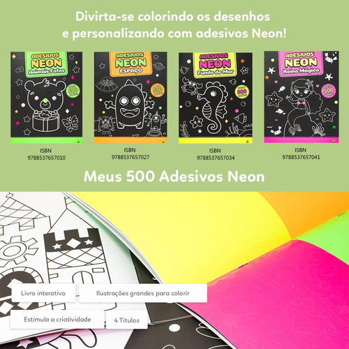Meus 500 Adesivos Neon: Animais Fofos