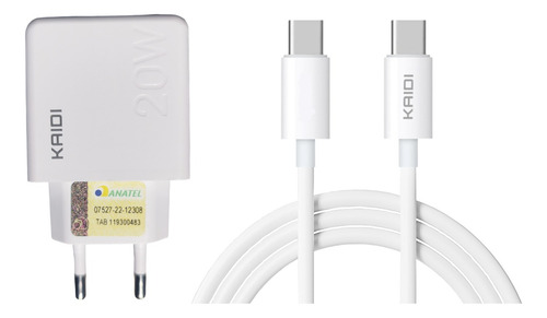 Carregador Turbo 20w Usb+usb C + Cabo Cc Compatível Xiaomi