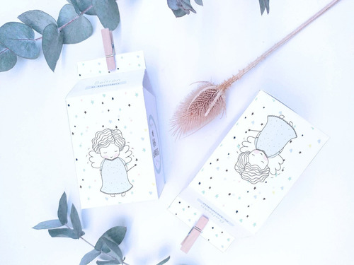 Imagen 5 de 8 de Kit Imprimible Angelito Bautismo Nene Varón Personalizado