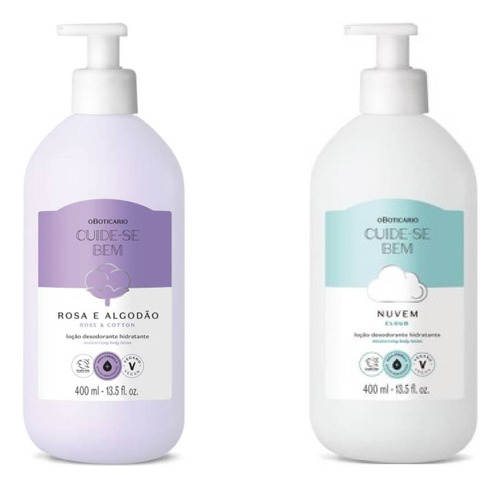 2 Hidratantes Cuide-se Bem Rosa E Algodão + Nuvem Oboticário
