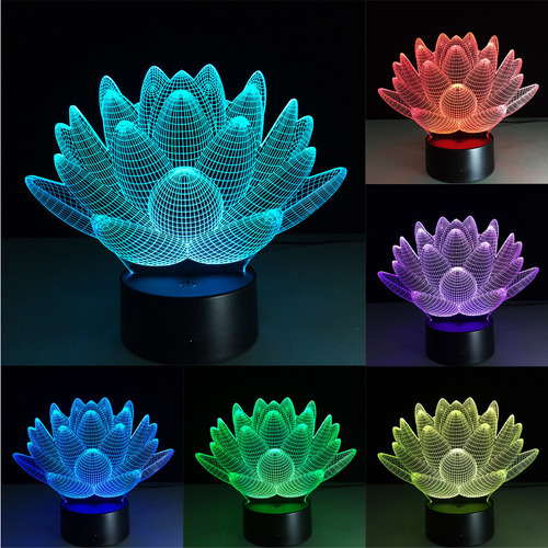 Lámpara De Mesa Led T Luz Nocturna Visual 7 Colores