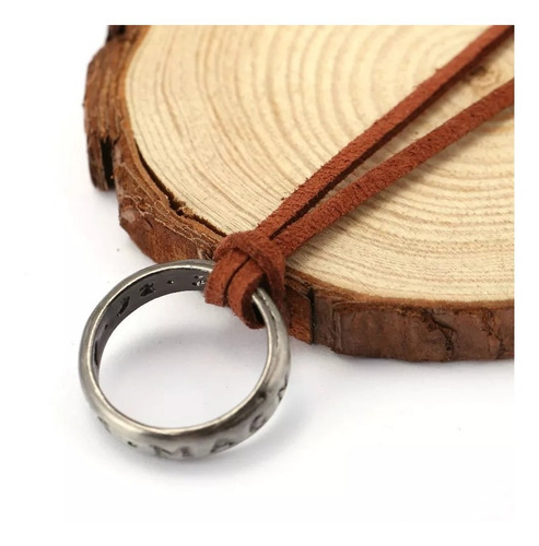 Colar Anel Nathan Drake Uncharted 4 Jogo Couro Gamer Cosplay Cor Prata