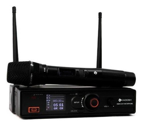 Microfone De Mão Sem Fio Kadosh K-501m K501m K 501m Uhf Cor Preto