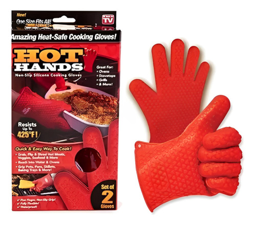 Guantes De Cocina Asados Protectora De Calor Hot Hands Color Rojo Corazon Rojo
