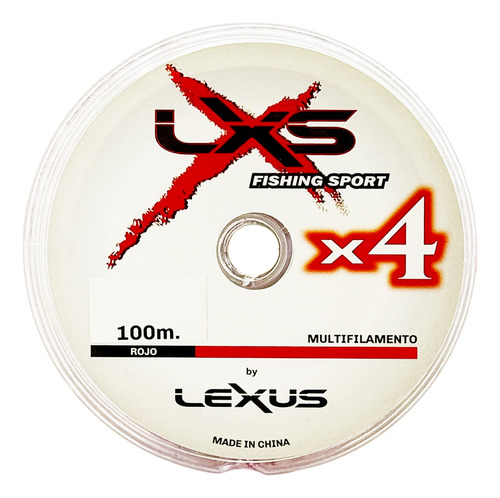 Multifilamento Lxs Pesca Bobina 100m 4x Hebras Todas Medidas Color Rojo 0.22 Mm