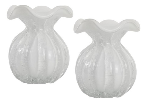 Kit 2 Vasos Trouxinhas Murano Decorativo - Laradore Branco