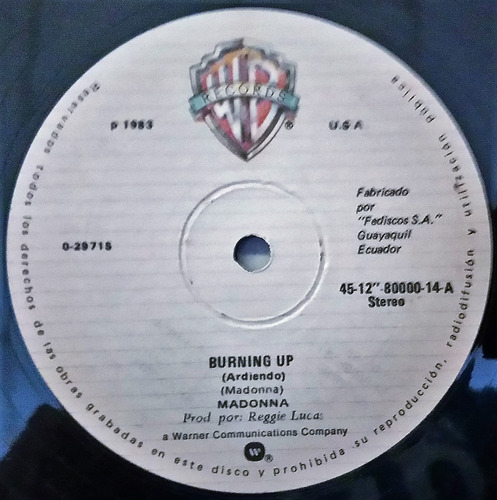Madonna (disco 12  45 Rpm) 1983 (disco Vinilo)