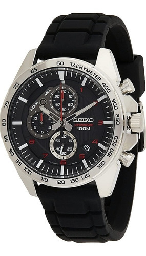 Relógio masculino Seiko Chronograph Black Dial Quartz SSB325p1 Cor da pulseira: preto, moldura, cor de fundo prateada, cor de fundo preta