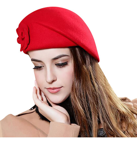 Gorro Tipo Boina Francesa 100% Lana Pillbox Para Mujer