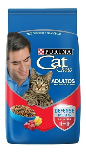 Imagen 1 de 2 de Alimento Cat Chow Defense Plus para gato adulto sabor carne en bolsa de 8 kg