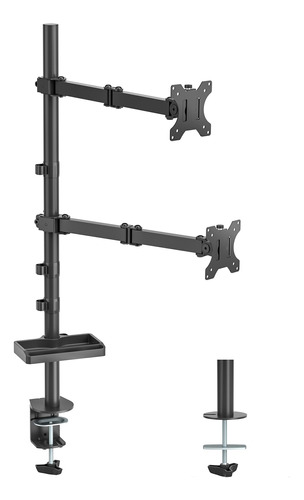 Soporte Vertical Doble Para Monitor Con Bandeja Y Poste Alto