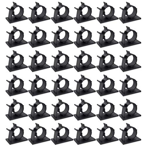 40 Pcs Clips De Cable Negros Abrazaderas De Cable Ajust...