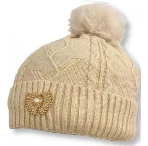 Gorro Lana Mujer Tejido Invierno Con Pompón Moda Abrigado