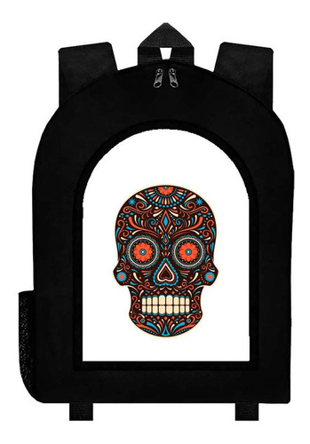 Mochila Negra Calavera Mexicana Craneo Esqueleto Art#ar284