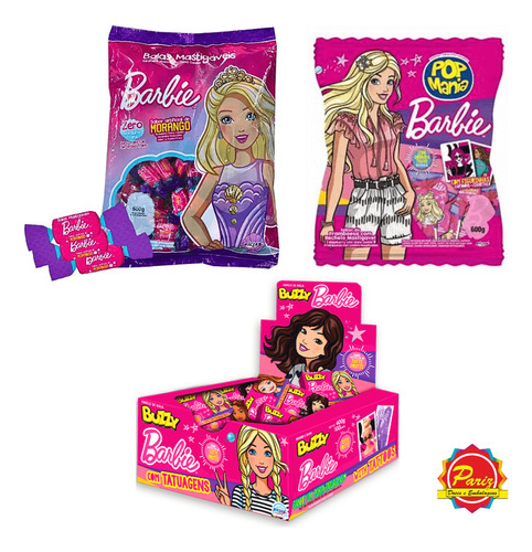 Kit Festa Da Barbie Bala, Chiclete E Pirulito Temático