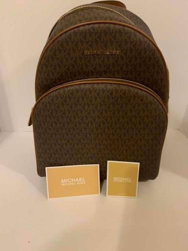 Imagen 5 de 9 de Bolsa Michael Kors Estilo Mochila Café Estampada Nueva
