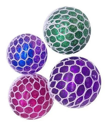 6 Pelotas Antiestres Neon Bola De Malla Cerebro Squishy Ball