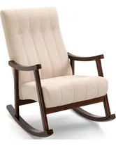 Comprar Mecedora Tapizada Con Asiento Acolchado Madera Maciza Beige
