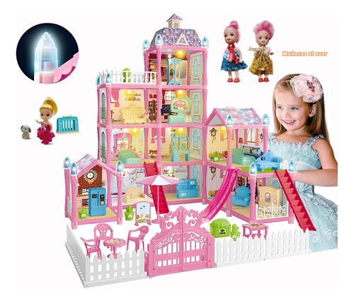Casa De Muñecas Con Luces Led Para Niñas Princess Castle Pin