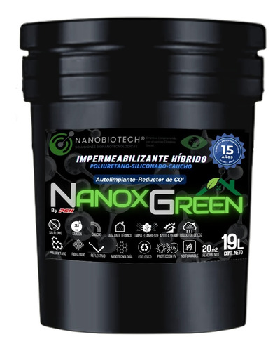 Impermeabilizante Híbrido Nanoxgreen 15 Años Blanco 19 Lts Color Blanco