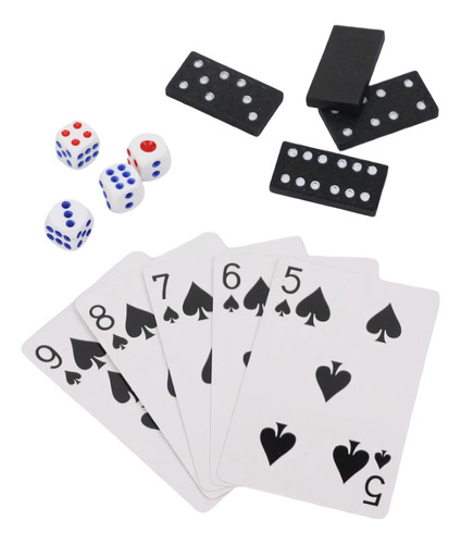 Set De 2 Mazos Poker + 4 Dados Dominos Casino Apuestas