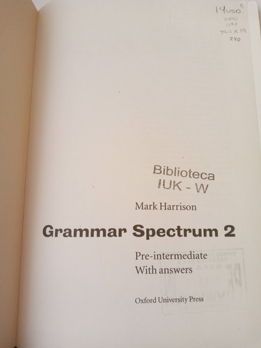 Grammar Spectrum 2 Pre Intermediate With Answers Oxford (us) (Usado)