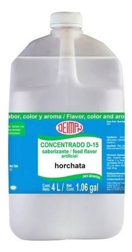 Concentrado De Horchata 4lt Deiman, Color, Sabor Y Aroma