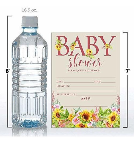 Invitaciones De Baby Shower Con Flores De Girasol Y Peonía E
