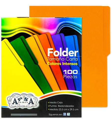 Folder Apsa L84-p Carta 1/2 Ceja Naranja Intenso Con 100pzas