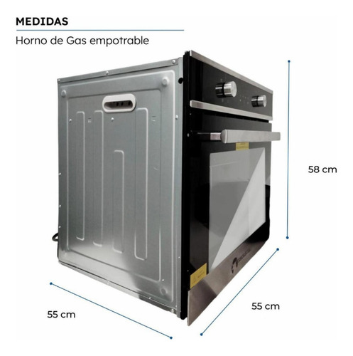 Horno Empotrable Gas Shorbull 65l Conveccion 127v Acero Inox