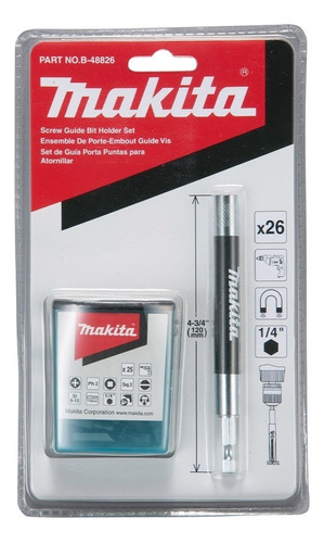 Kit, Guia Y Puntas Para Desatornillar 25pzas Makita B-48826