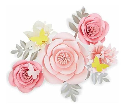 Flores De Papel 3d, Decoración De Pared Rosa (12 Piezas)