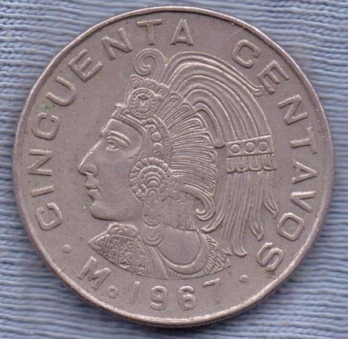 Mexico 50 Centavos 1967 * Esfinge Cuauhtemoc *