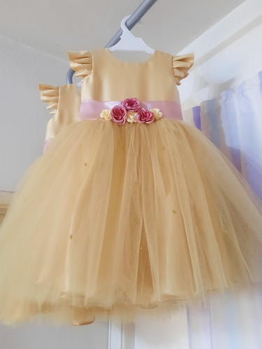 Vestido Nena Fiesta Dorado Cumple. Princesa. #8. 10. 12